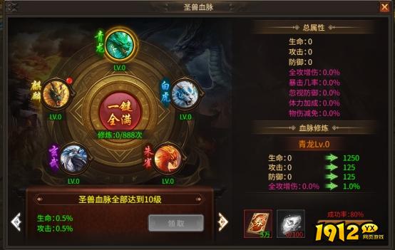 1912yx《刀剑笑之霸刀》圣兽血脉玩法介绍